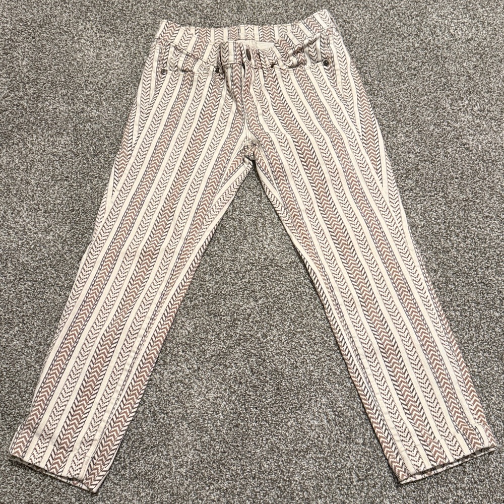 LOFT Beige and Brown Patterned modern crop pants sz 0P